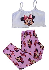 Pijama Infantil Minnie Rosa Com Calça